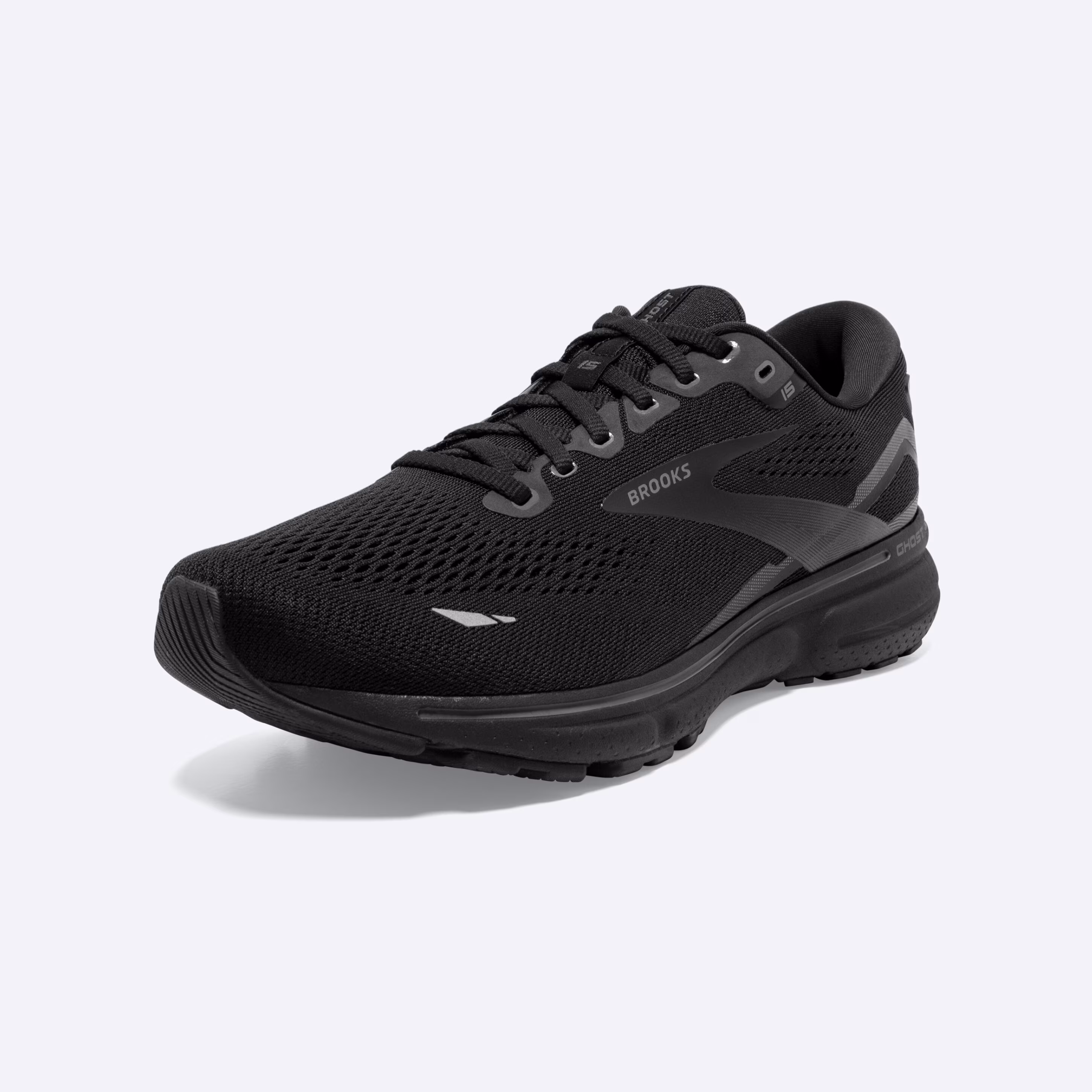 Men's Brooks, Ghost 15 Neutral Running Shoe -- Black/Black/Ebony
