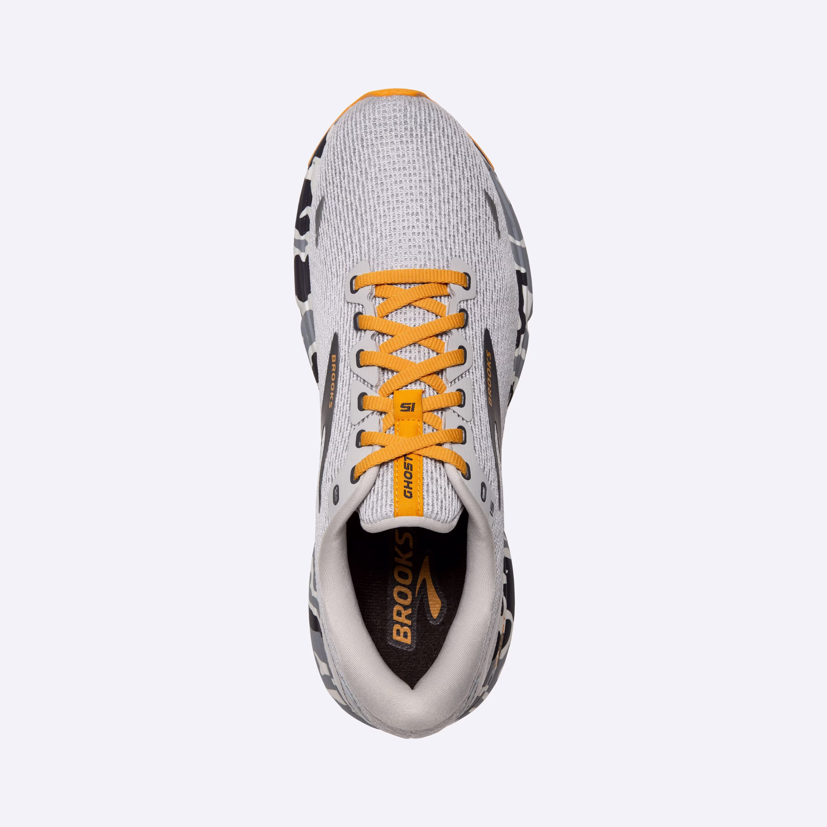 Men's Brooks, Ghost 15 Neutral Running Shoe -- Blanc/Gray/Sunflower
