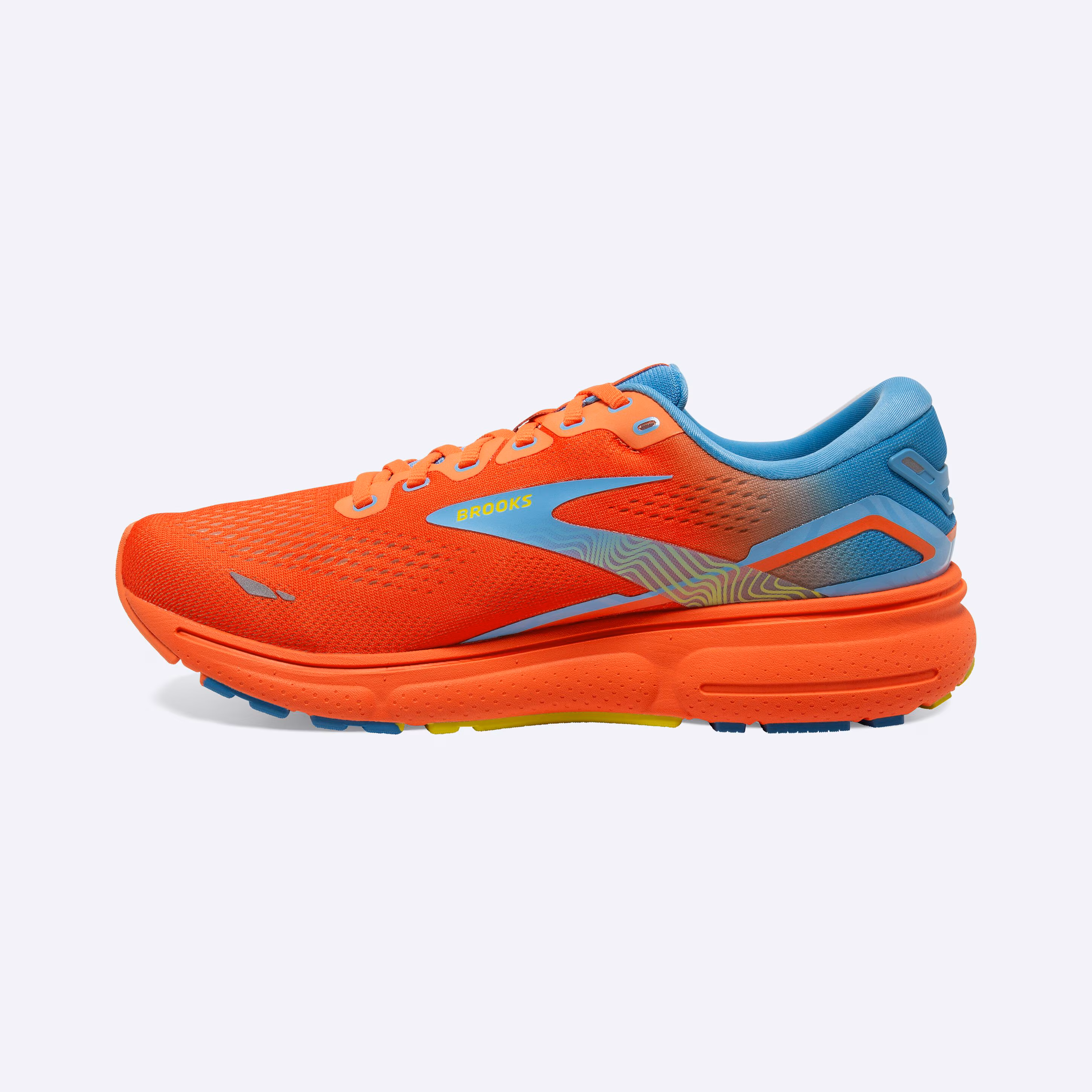 Men's Brooks, Ghost 15 Neutral Running Shoe -- Orange/Blue/Yellow