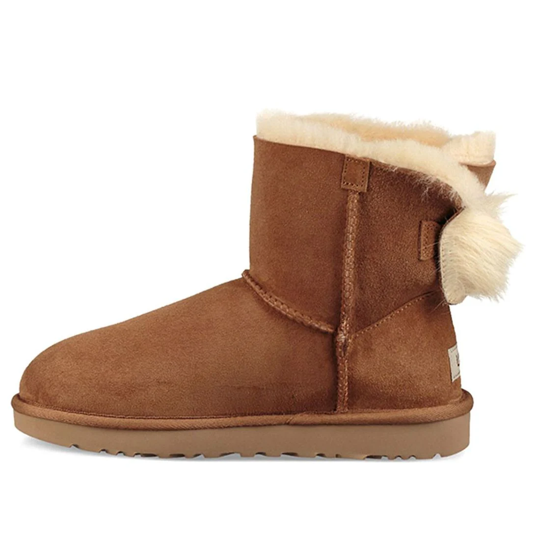 (WMNS) UGG Fluff Bow Mini Fleece Lined Brown 1094967-CHE