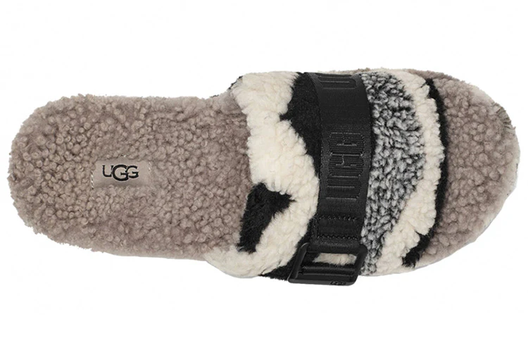 (WMNS) UGG Fluffita Cali Collage Slipper Beige Black 1118750-BKGY