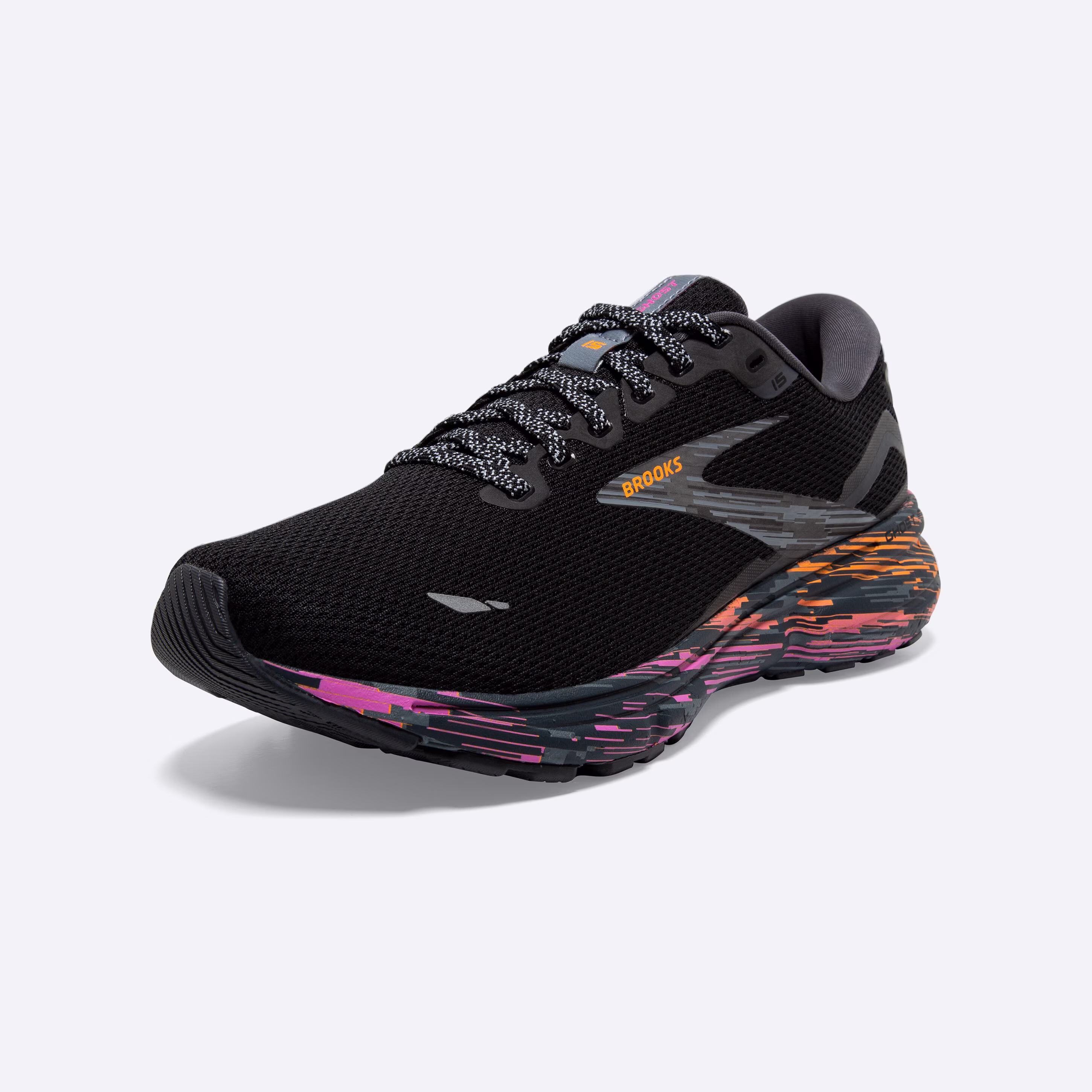 Men's Brooks, Ghost 15 Neutral Running Shoe -- Black/Phlox/Oriole