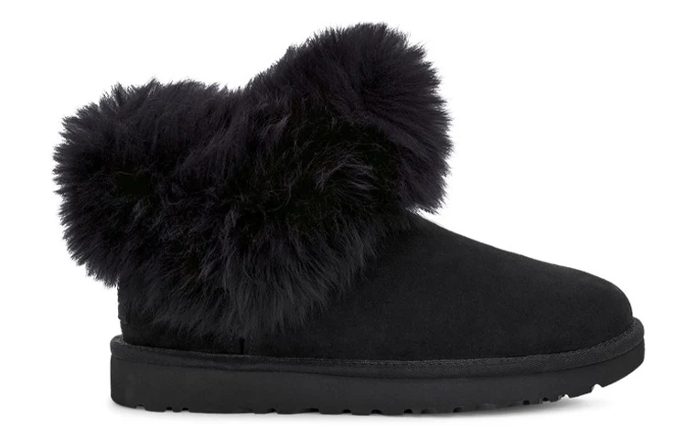 (WMNS) UGG Classic Mini Fluff Collar Fleece Lined Black 1112491-BLK