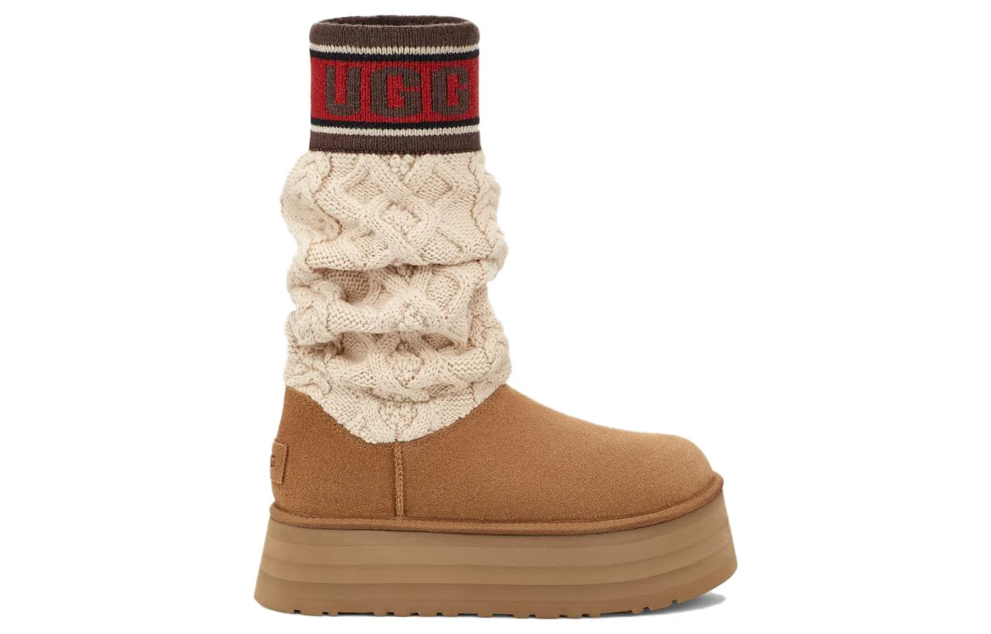 (WMNS)UGG Classic Sweater Letter Boot 'Chestnut' 1144045-CHE