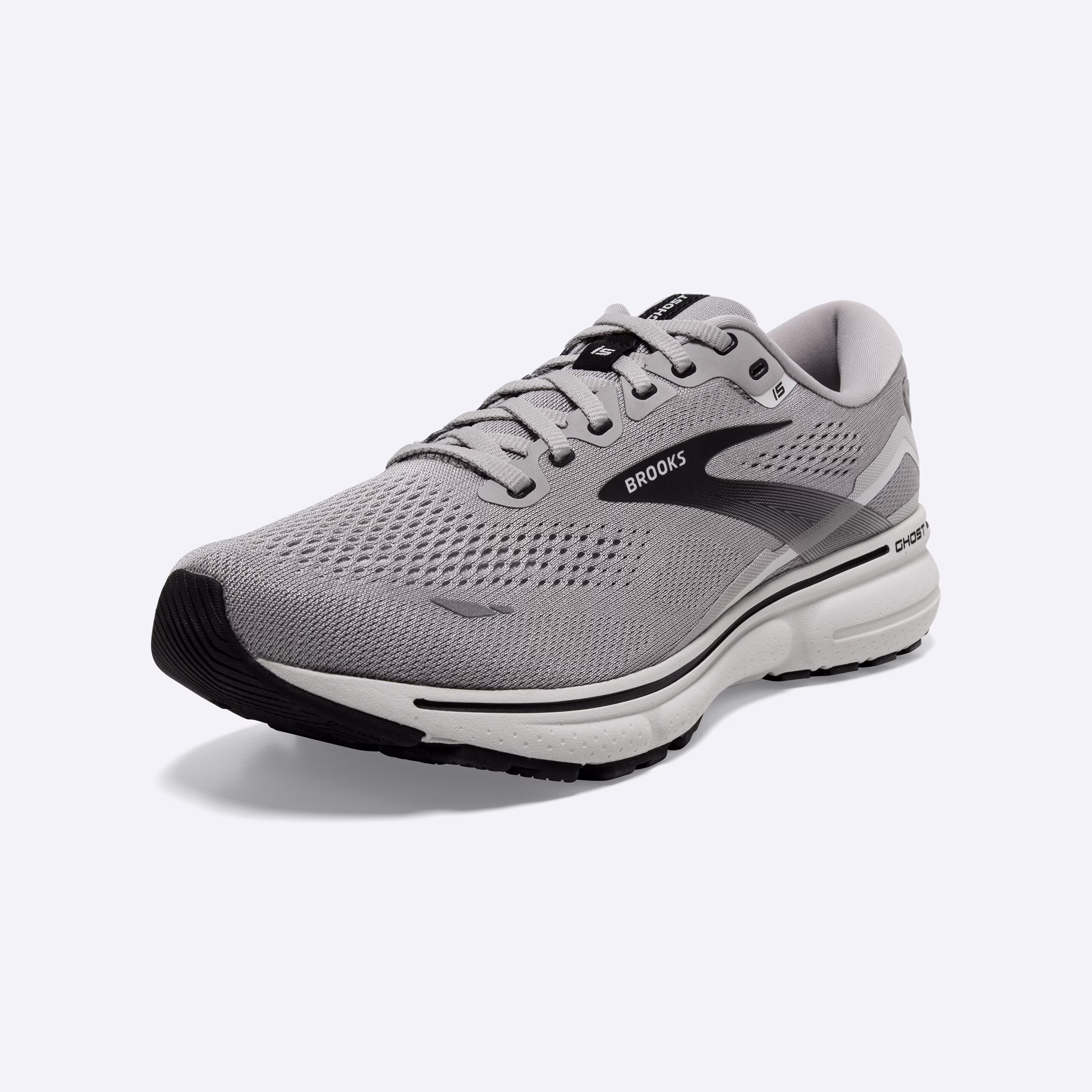 Men's Brooks, Ghost 15 Neutral Running Shoe -- Alloy/Oyster/Black