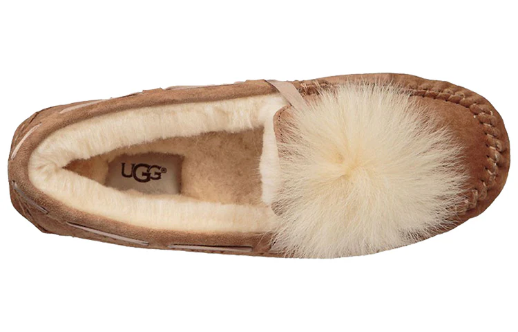 (WMNS) UGG Dakota Pom Pom Slip on Brown 1019015-CHE