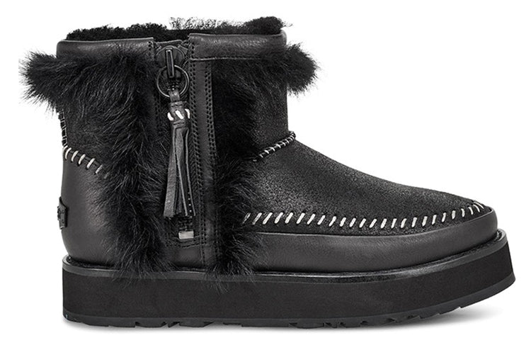(WMNS) UGG Fluff Punk Boot Fleece Lined Black 1102950-BLK