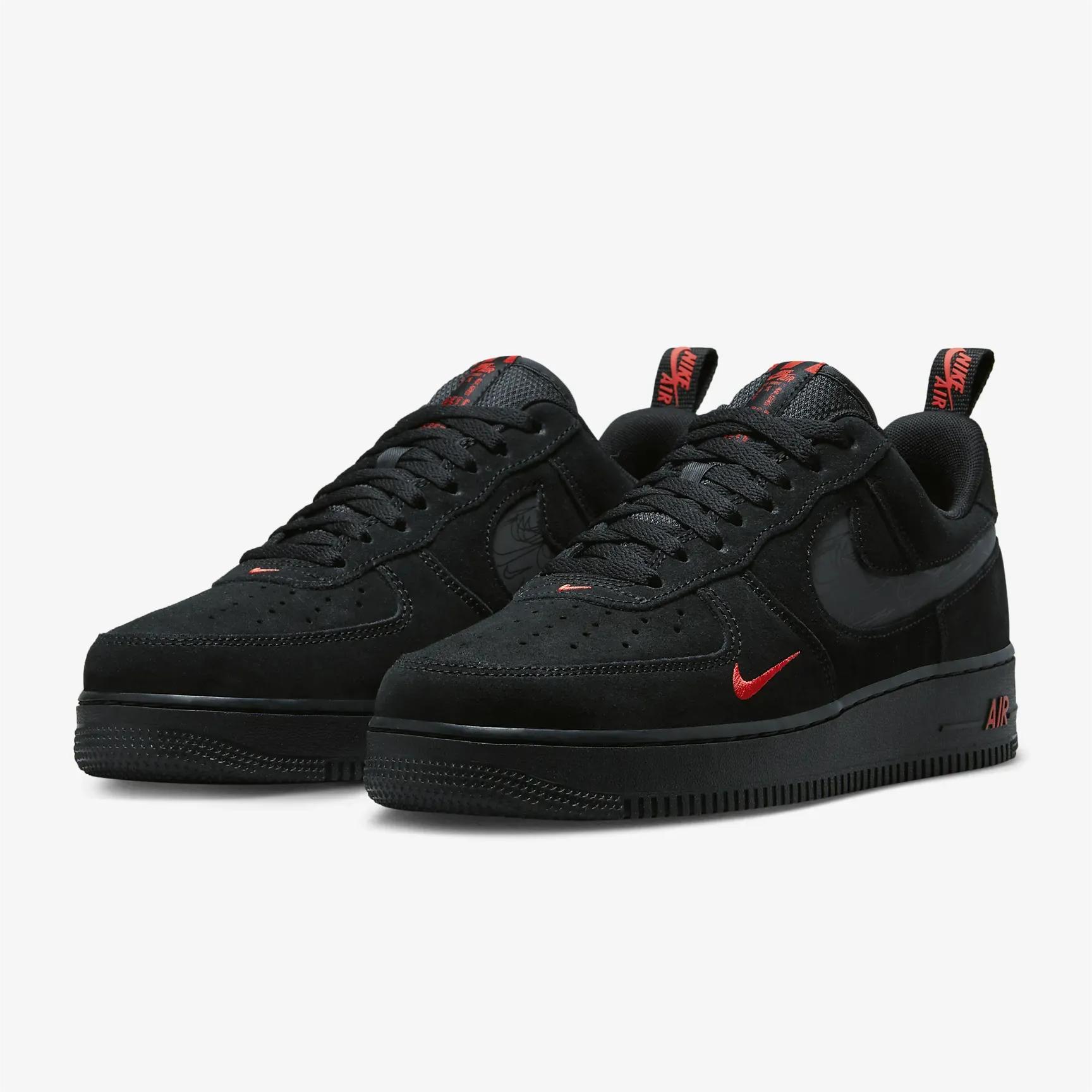 NIKE Air Force 1 Low Multi-Swoosh Black Crimson