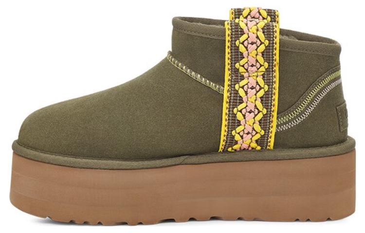 (WMNS) UGG Classic Ultra Mini Braid Plat 'Olive Green' 1138491-BTOL