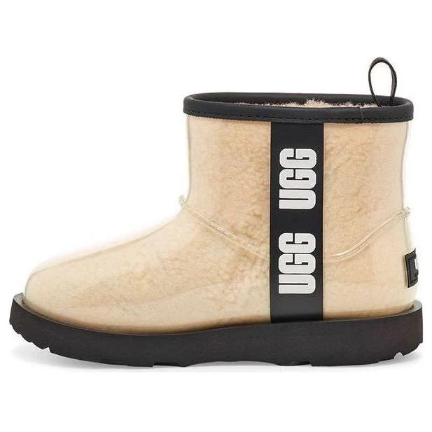 UGG Classic Clear Mini II Large LOGO Fleece Lined Big Boys Beige 1112386K-NBLC