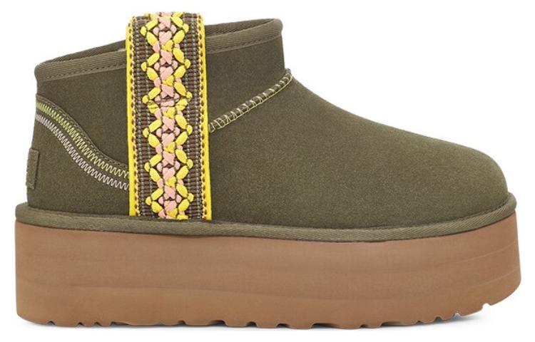 (WMNS) UGG Classic Ultra Mini Braid Plat 'Olive Green' 1138491-BTOL