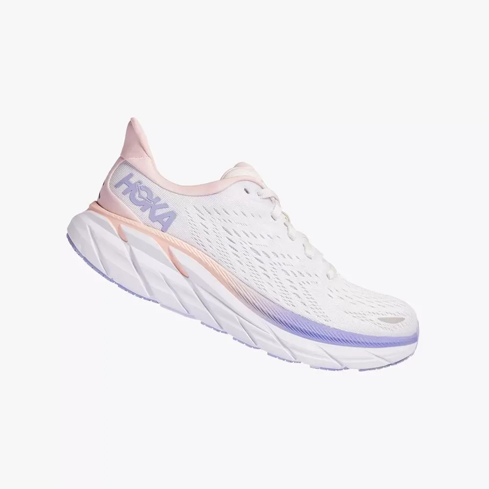 Hoka One One Women's Clifton 8 - Champagne White / Manganese Crystal Pink