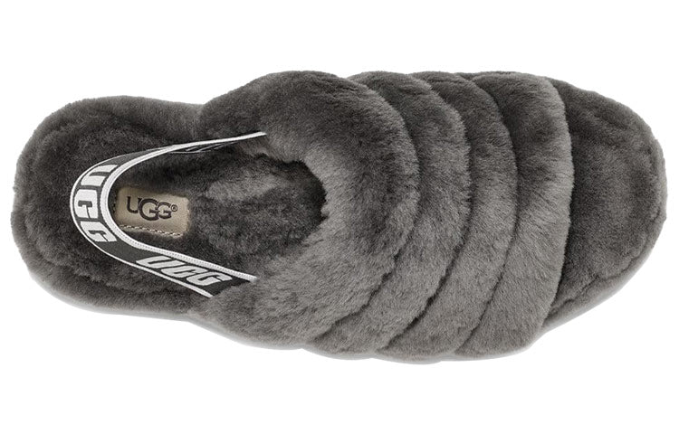 (WMNS) UGG Fluff Yeah Slide Thick Sole Gray Slippers 1095119-CHRC