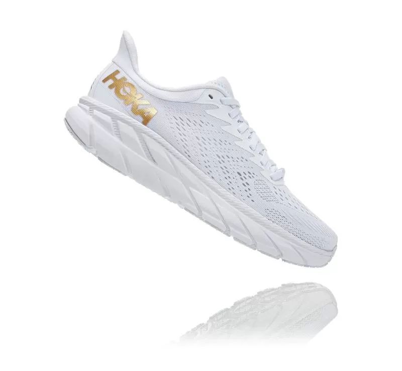 Hoka One One Women's Clifton 7 WHITE / GOLDEN EGG