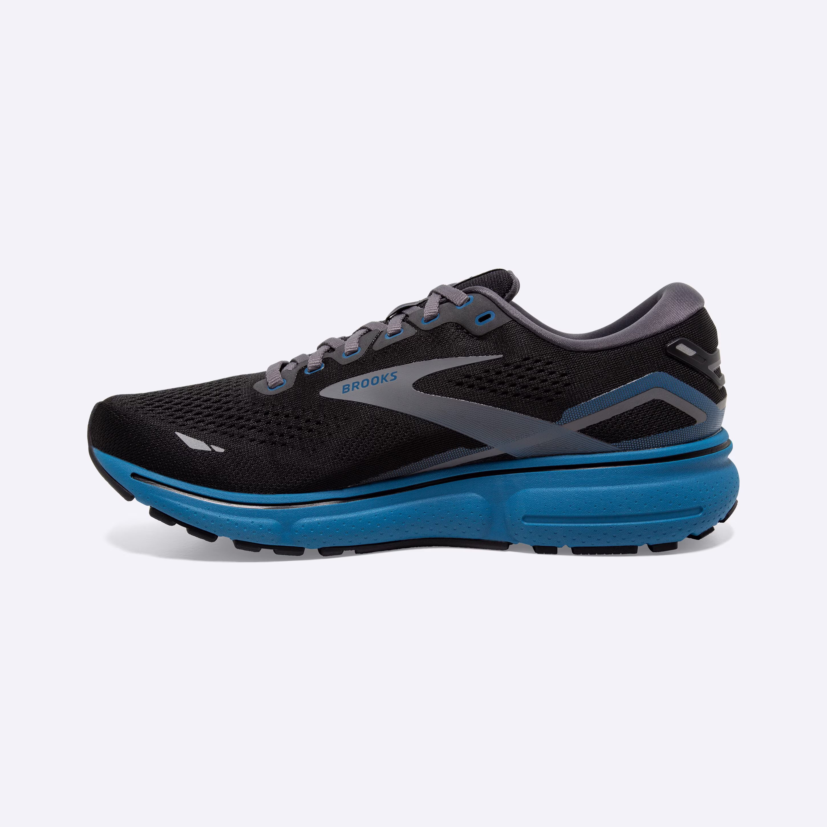 Men's Brooks, Ghost 15 Neutral Running Shoe -- Black/Blackened Pearl/Blue