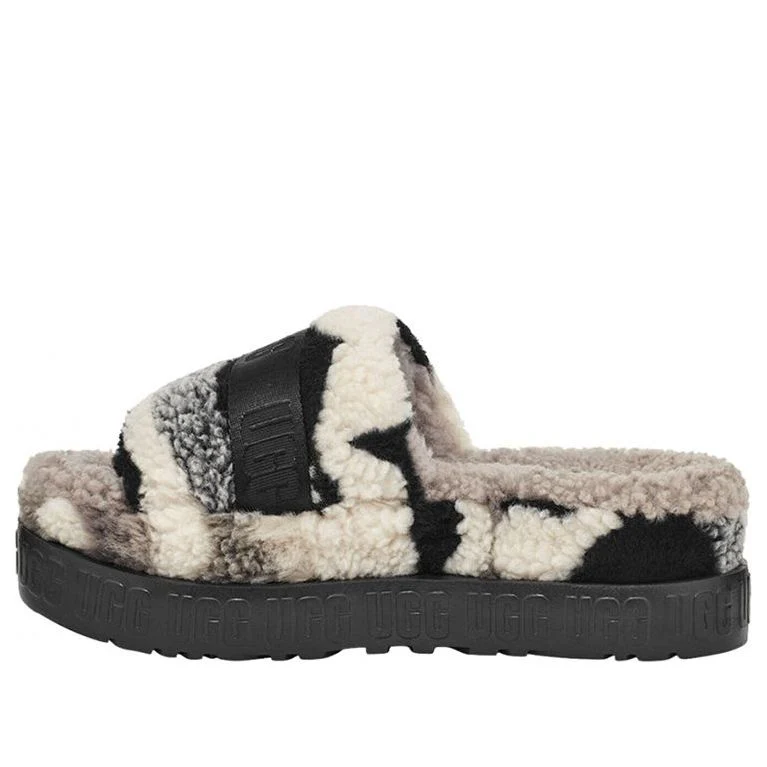 (WMNS) UGG Fluffita Cali Collage Slipper Beige Black 1118750-BKGY
