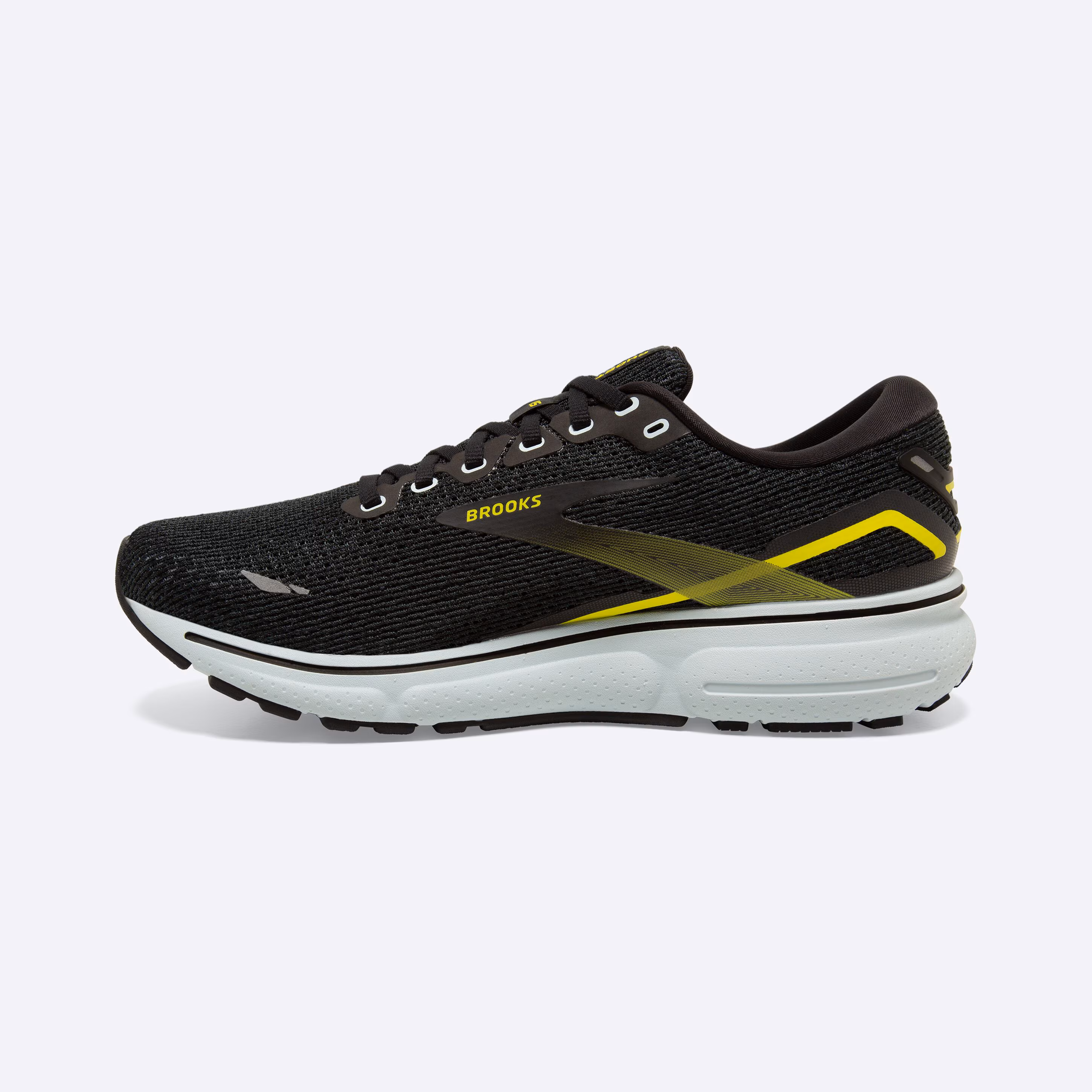 Men's Brooks, Ghost 15 Neutral Running Shoe -- Black/Ballad Blue/Sulphur