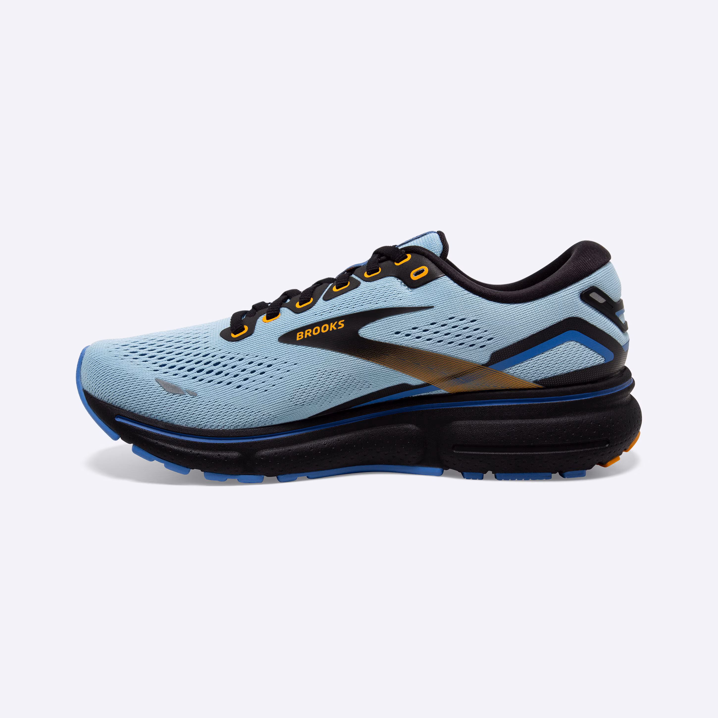Women's Brooks, Ghost 15 Neutral Running Shoe -- Light Blue/Black/Yellow