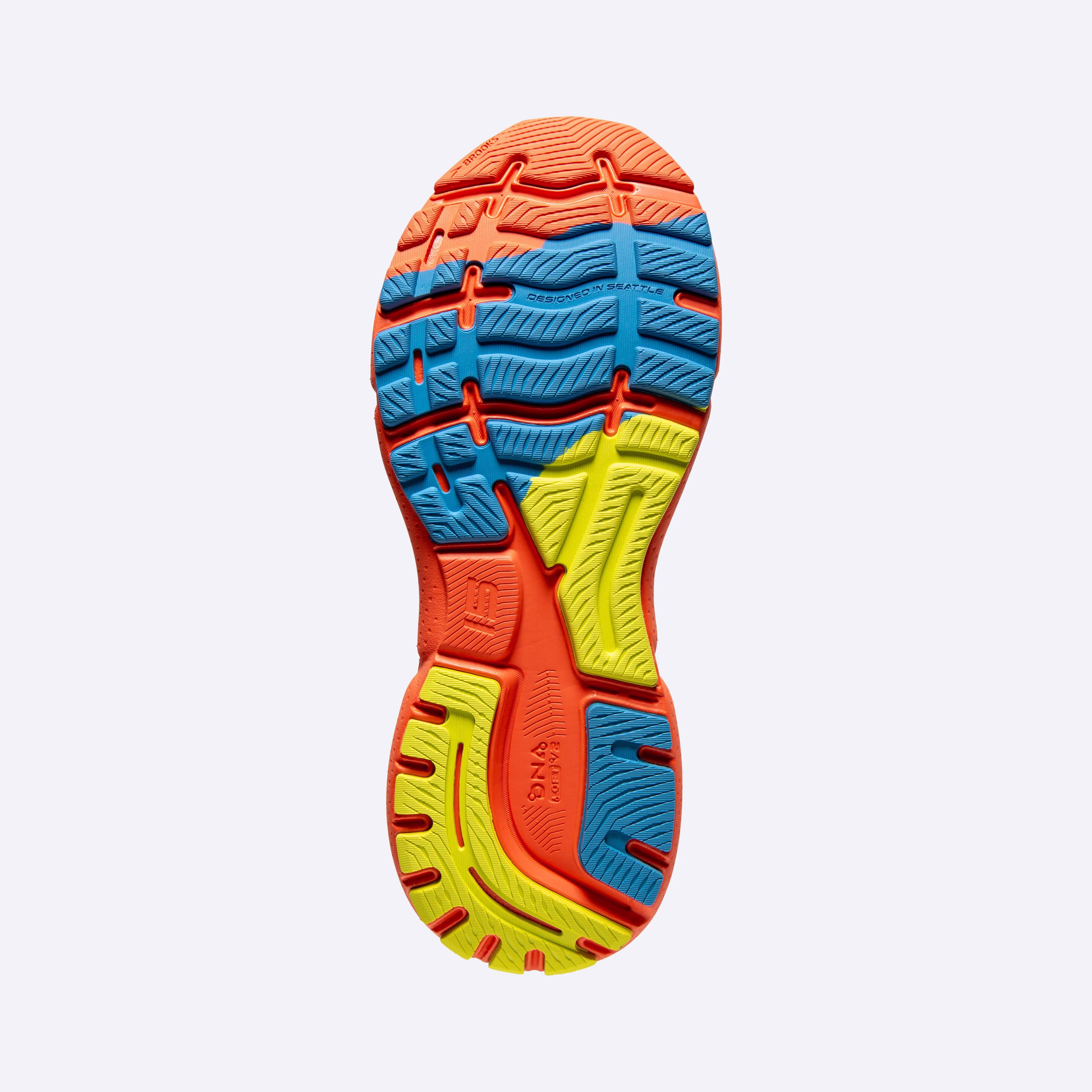 Men's Brooks, Ghost 15 Neutral Running Shoe -- Orange/Blue/Yellow