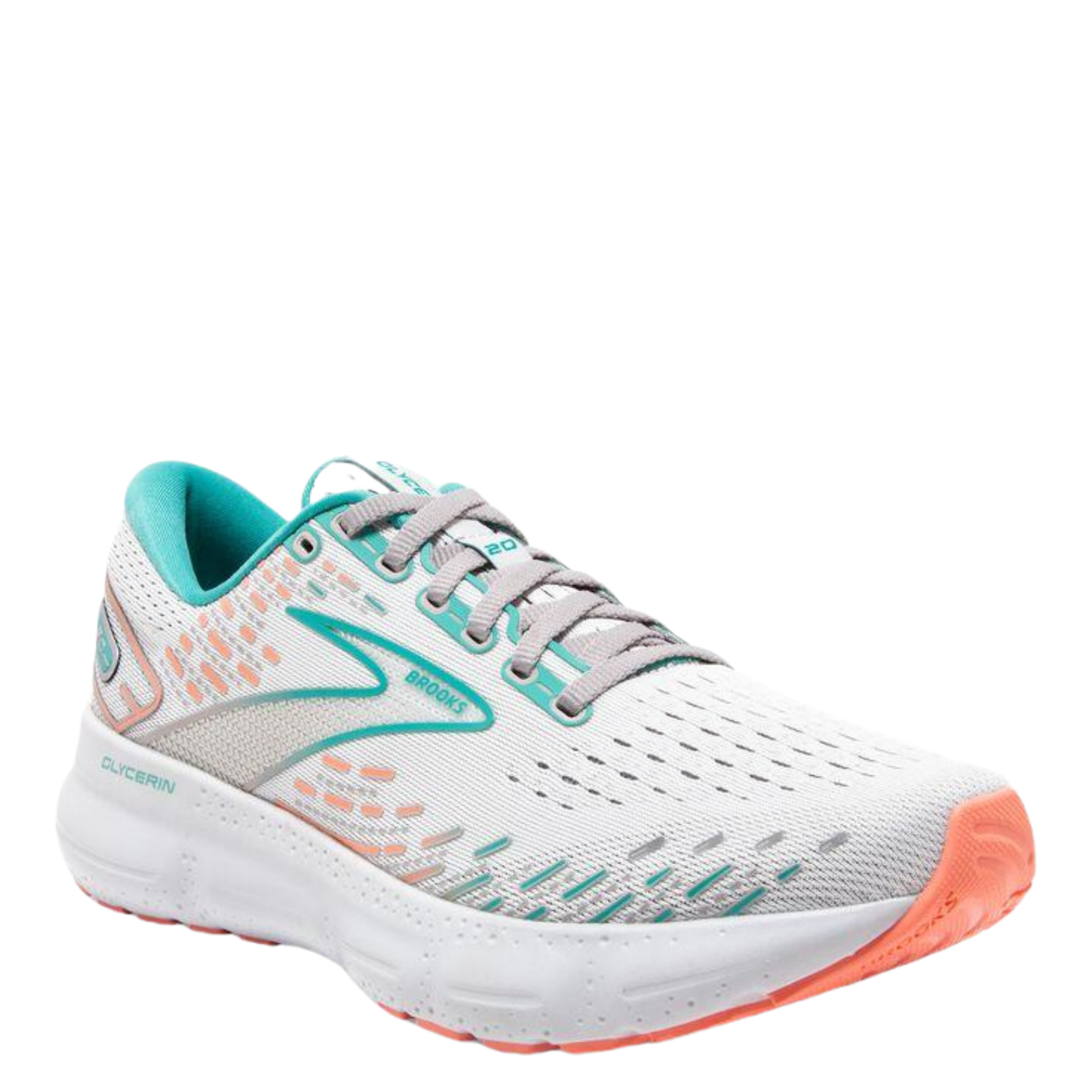 Women's Brooks, Glycerin 20 Running Shoe-Oyster/Latigo Bay/Coral