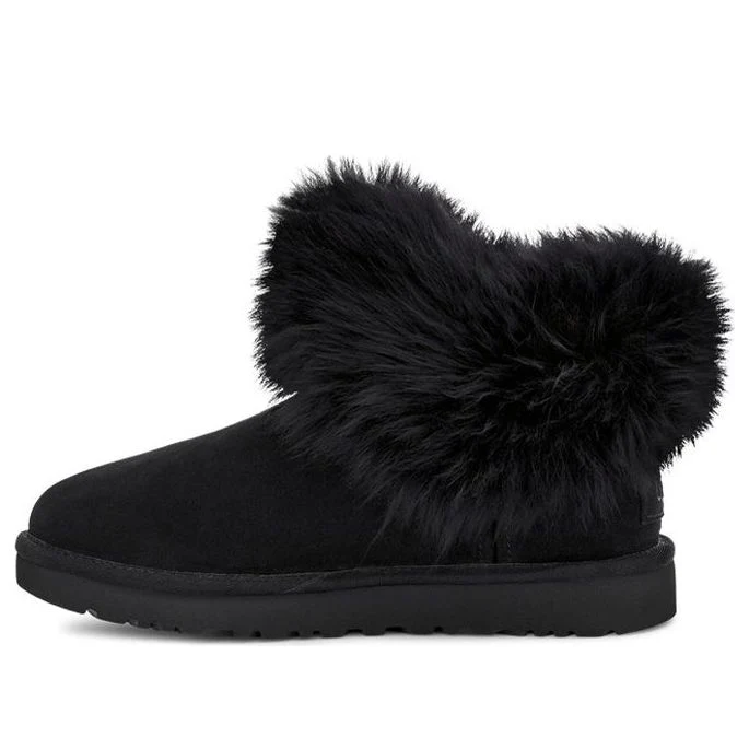 (WMNS) UGG Classic Mini Fluff Collar Fleece Lined Black 1112491-BLK