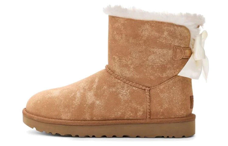 (WMNS) UGG Mini Bailey Bow Glimmer Chestnut 1125795-CHE