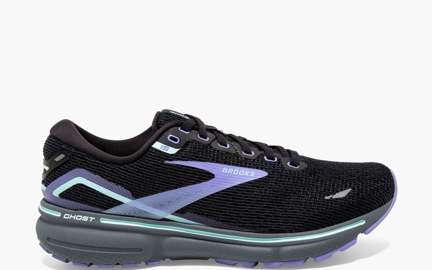 Women's Brooks, Ghost 15 Running Shoe - Black/Jacaranda/Salt