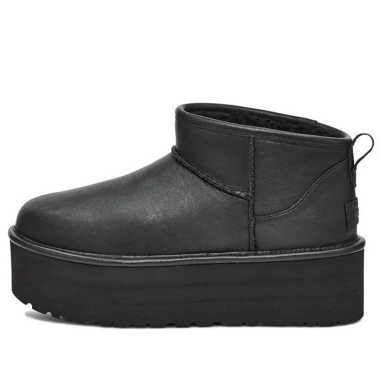 (WMNS) UGG Classic Ultra Mini Platform Boot 'Black Leather' 1141510-BLLE