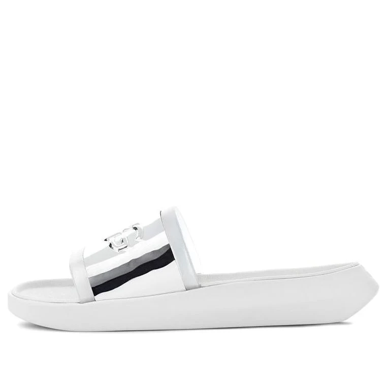 (WMNS) UGG Hilama Slide Shoe White Silver 1109592-WHT