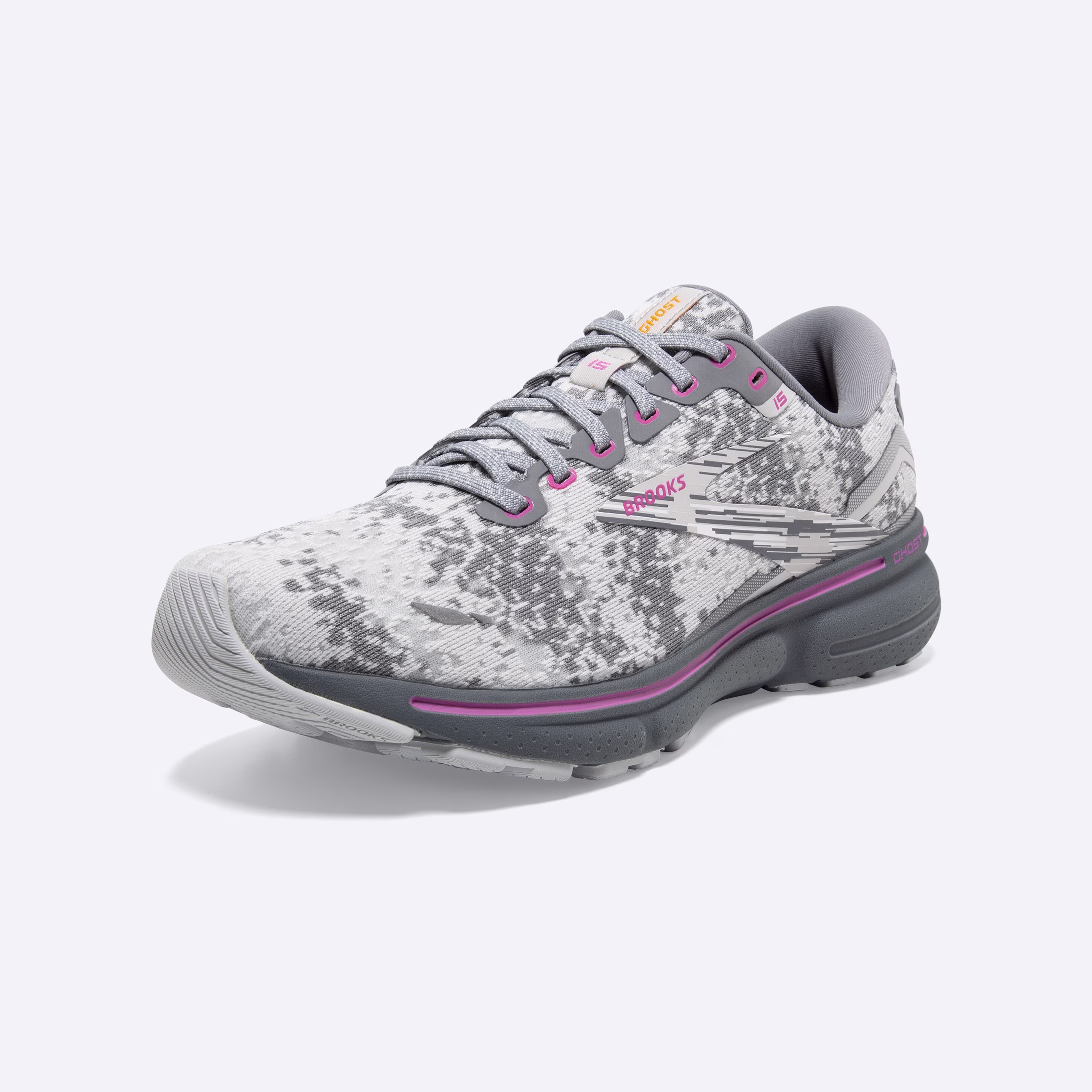 Women's Ghost 15 Neutral Running Shoe -- White/Oyster/Oriole