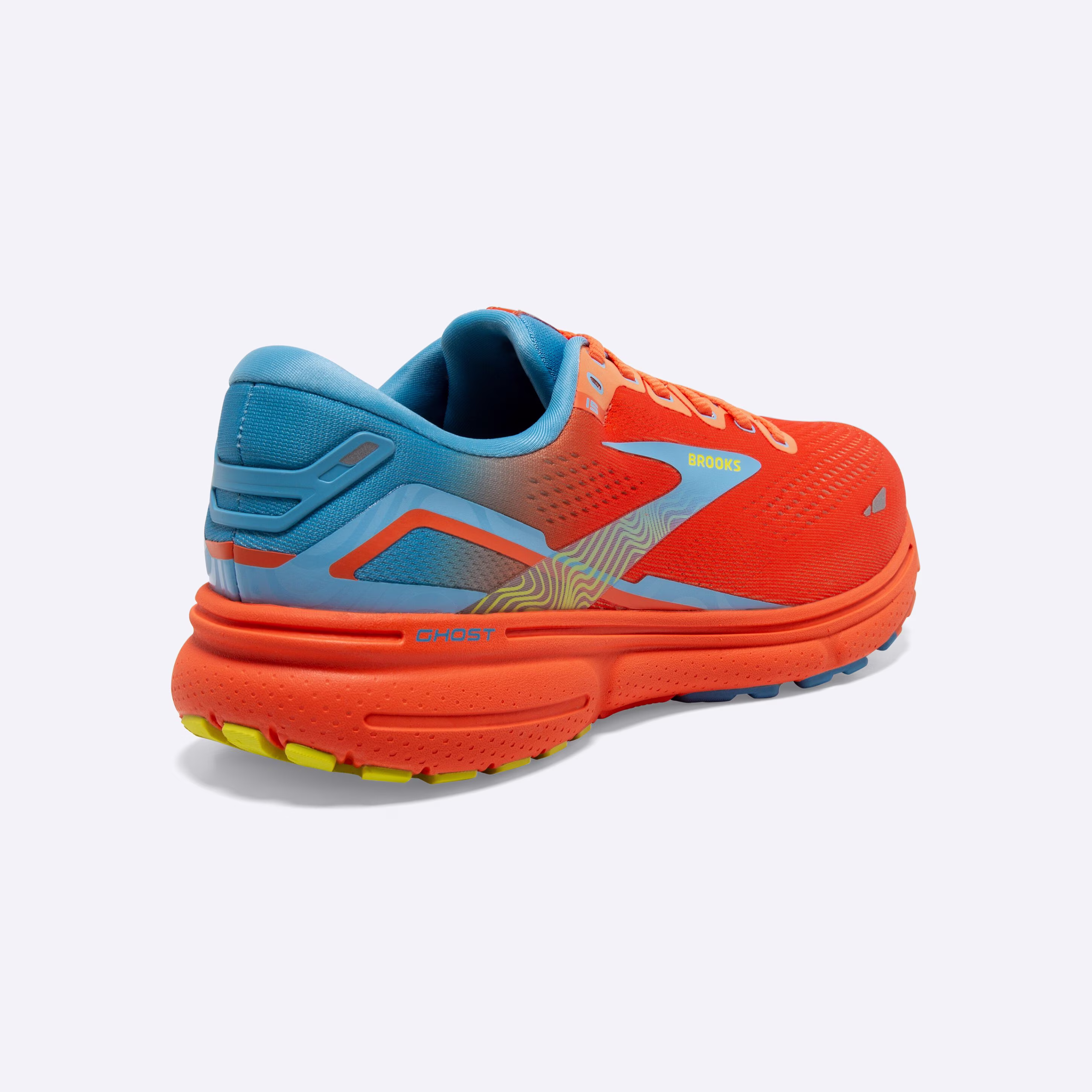 Men's Brooks, Ghost 15 Neutral Running Shoe -- Orange/Blue/Yellow