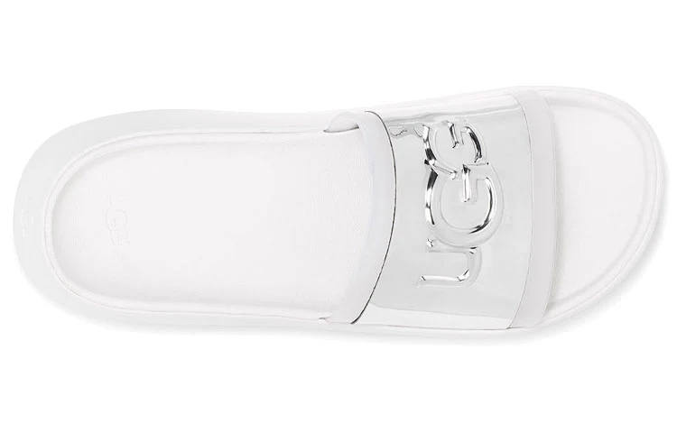 (WMNS) UGG Hilama Slide Shoe White Silver 1109592-WHT