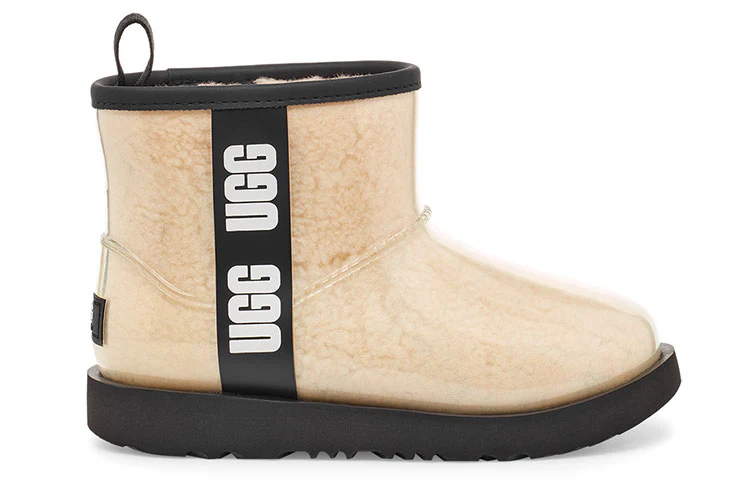 UGG Classic Clear Mini II Large LOGO Fleece Lined Big Boys Beige 1112386K-NBLC