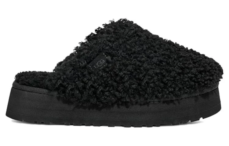 (WMNS) UGG Maxi Curly Platform Slippers 'Black' 1133171-BLK