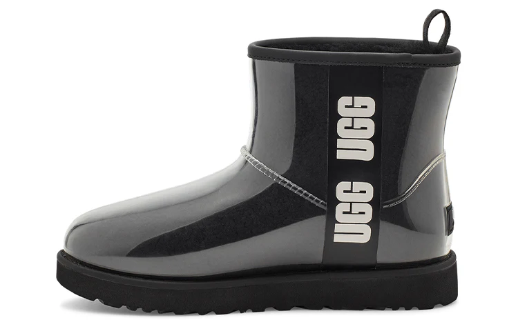 (WMNS) UGG Classic Clear Mini Large LOGO Fleece Lined Black 1113190-BLK