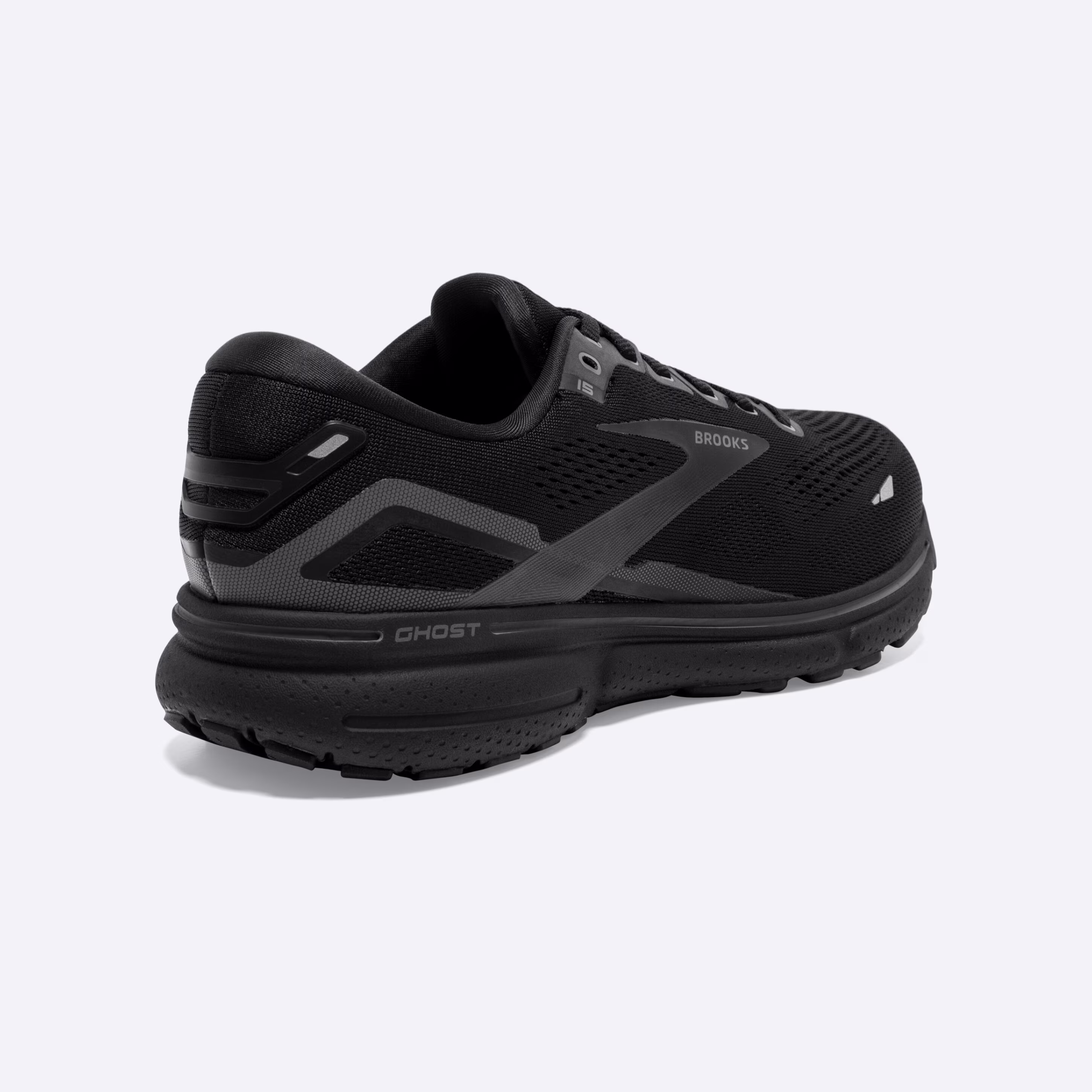 Men's Brooks, Ghost 15 Neutral Running Shoe -- Black/Black/Ebony