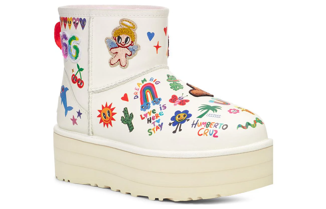 (WMNS) UGG Classic Mini Boot 'Humberto Cruz Pop Sketch' 1153065-WHT