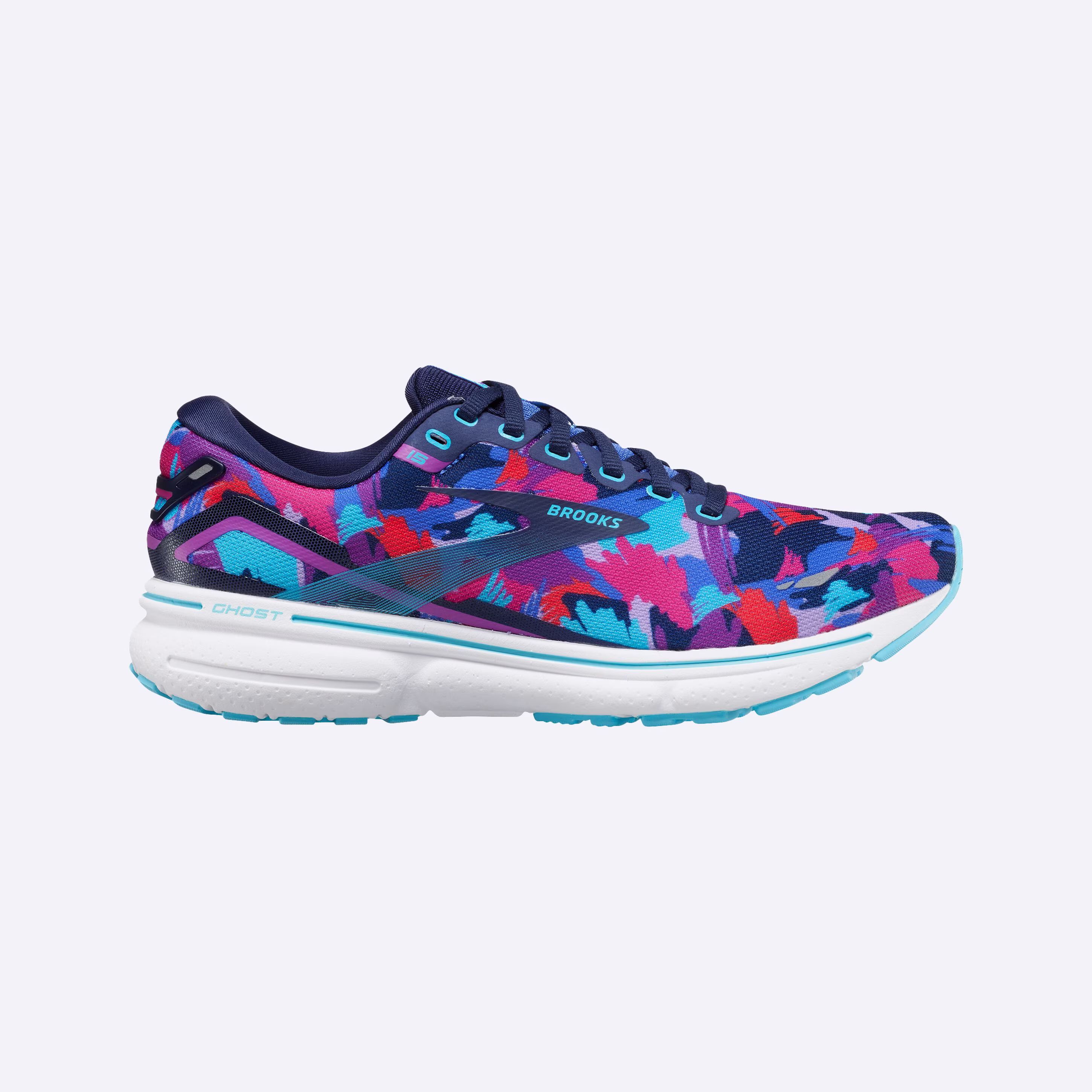 Women's Brooks, Ghost 15 Neutral Running Shoe -- Blue/Eclipse/Purple