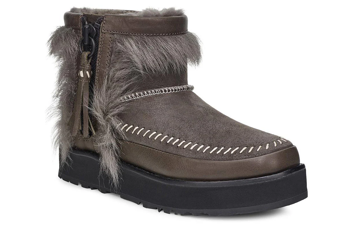 (WMNS) UGG Fluff Punk Boot Fleece Lined 1102950-BLKO