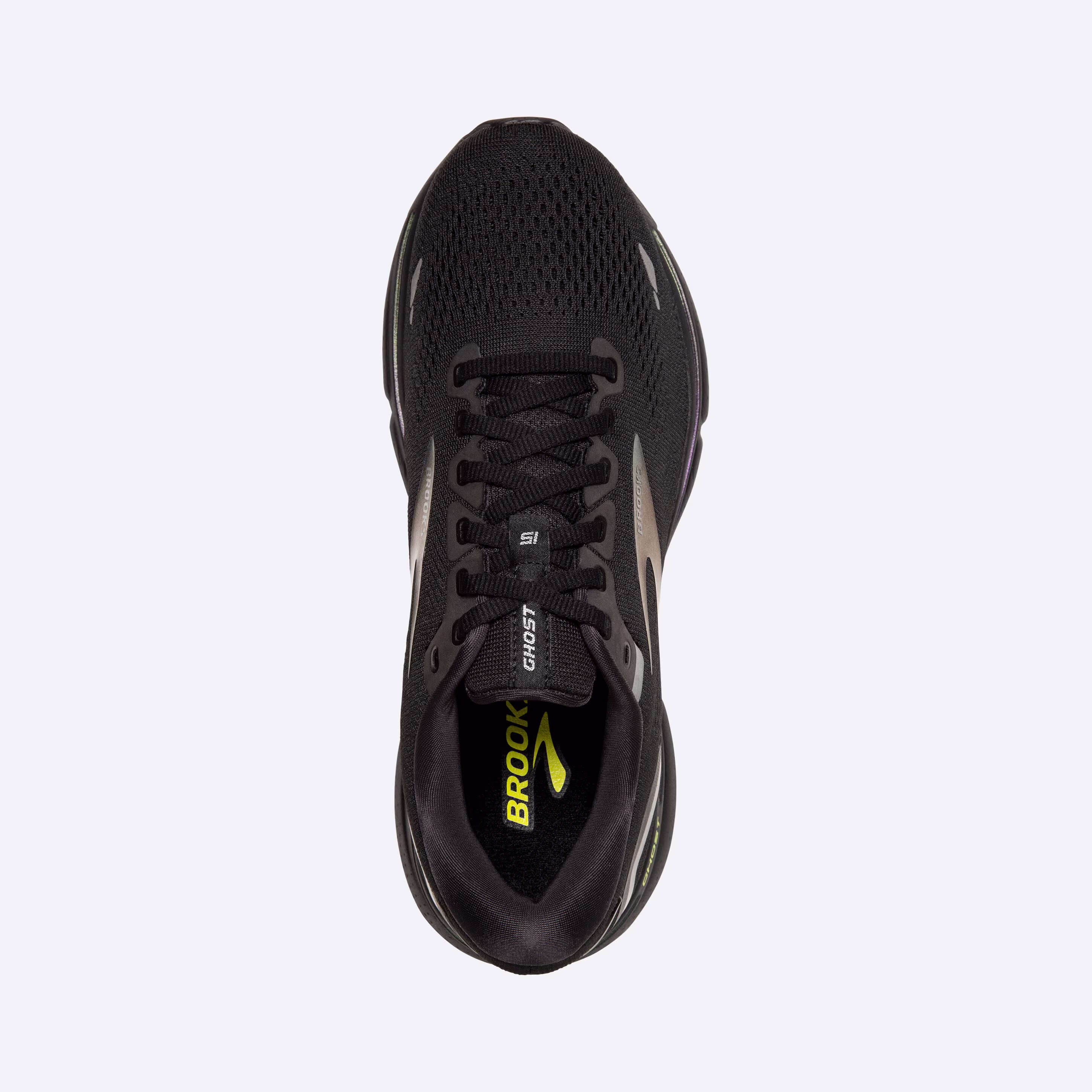 Men's Brooks, Ghost 15 Neutral Running Shoe -- Black/Lime