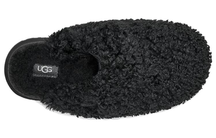 (WMNS) UGG Maxi Curly Platform Slippers 'Black' 1133171-BLK
