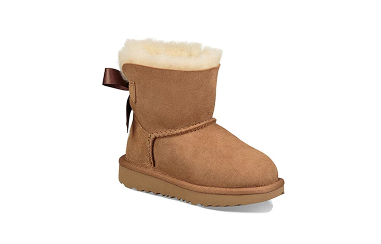 (PS) UGG Mini Bailey Bow II Fleece Lined Brown 1017397T-CHE