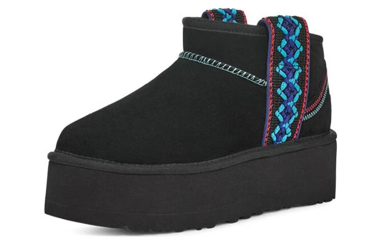 (WMNS) UGG Classic Ultra Mini Braid Plat 'Black' 1138491-BLK