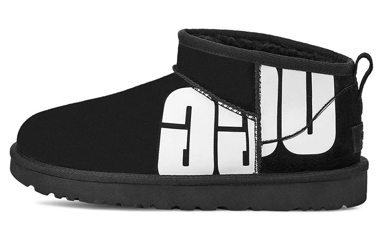 (WMNS) UGG Classic Ultra Mini Broken Logo 'Black White' 1126373-BLK