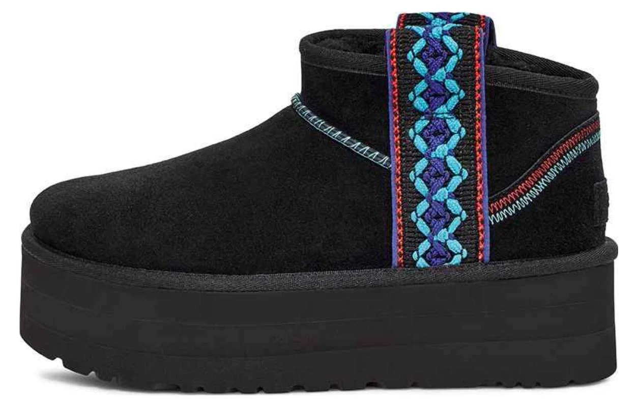 (WMNS) UGG Classic Ultra Mini Braid Plat 'Black' 1138491-BLK