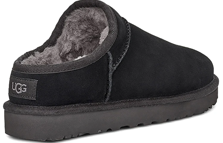 (WMNS) UGG Classic Slippers Fleece Lined Black 1108193-BLK