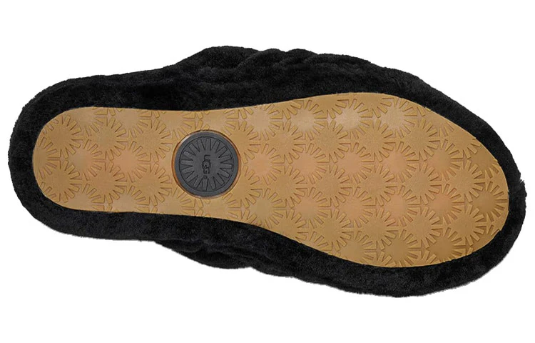 (WMNS) UGG Fluff Yeah Slide Thick Sole Slipper Black 1095119-BLK