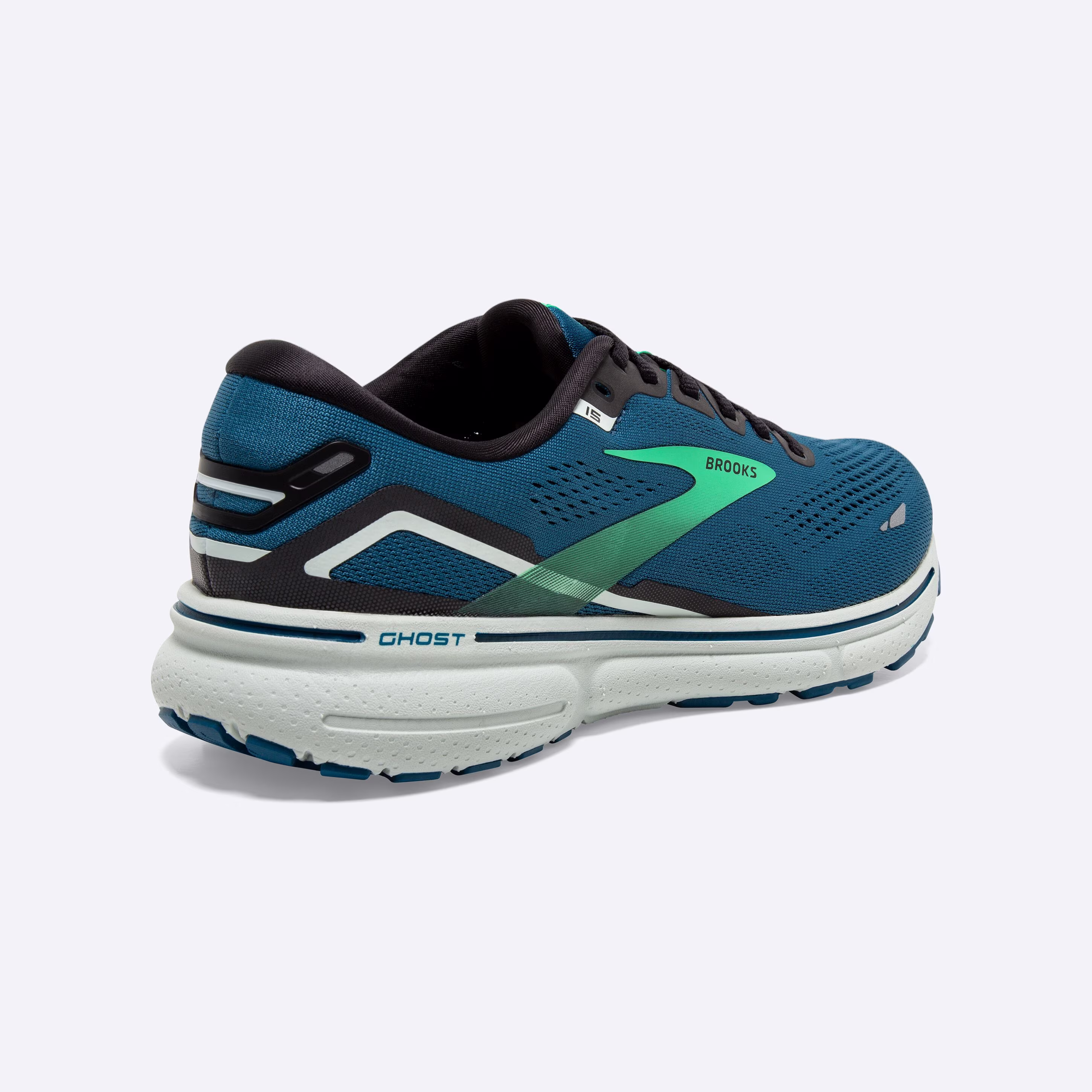 Men's Brooks, Ghost 15 Neutral Running Shoe -- Moroccan Blue/Black/Spring Bud
