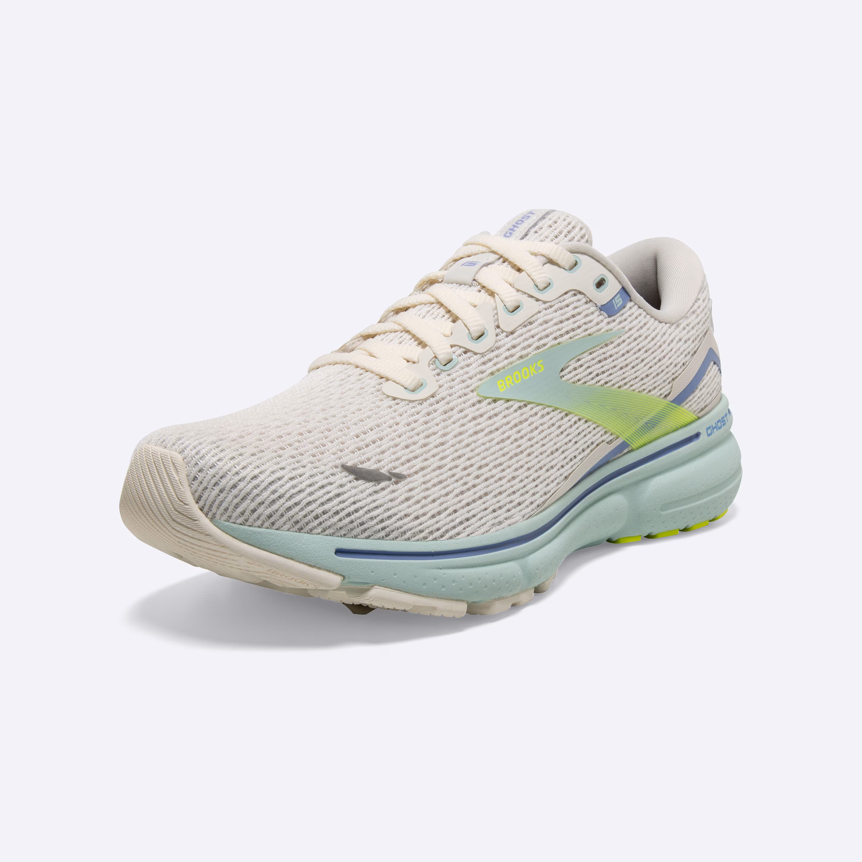 Women's Brooks, Ghost 15 Neutral Running Shoe -- Coconut/Skylight/Nightlife