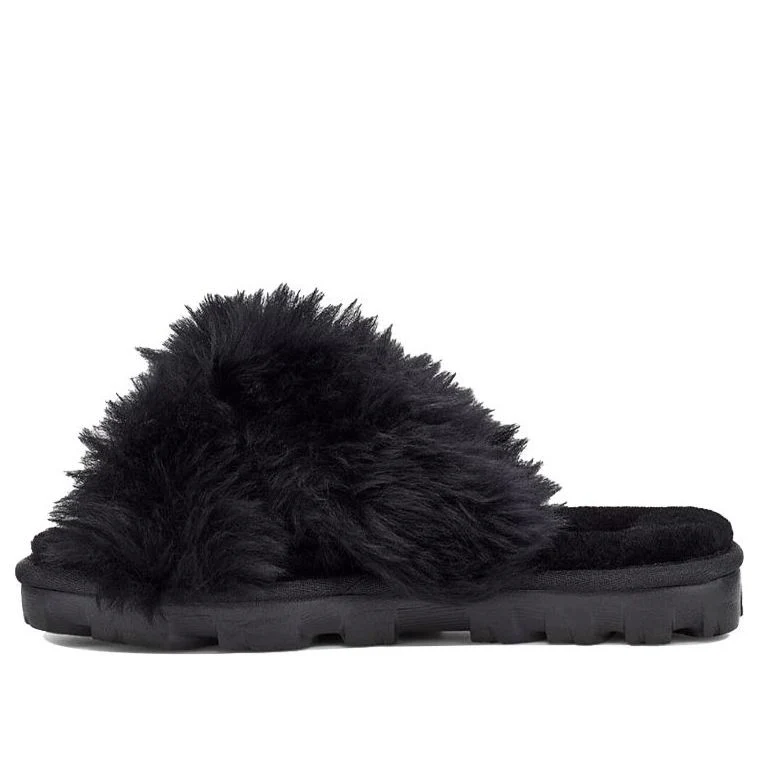 (WMNS) UGG Fuzzalicious Black Slippers 1108917-BLK